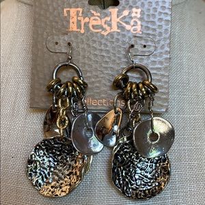 🔆Treska Earrings w/gold and silver textured disks